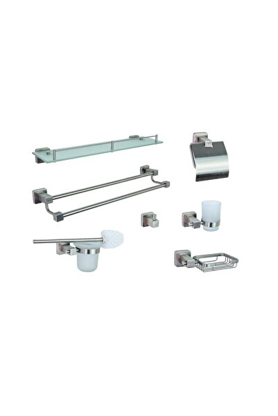 Trendy's Set sapte piese, accesorii baie, inox satinat TRENDY S