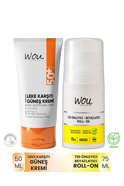 WOU World of Unique Leke Karşıtı Güneş Kremi 50ml & Ter Önleyici Beyazlatıcı ...