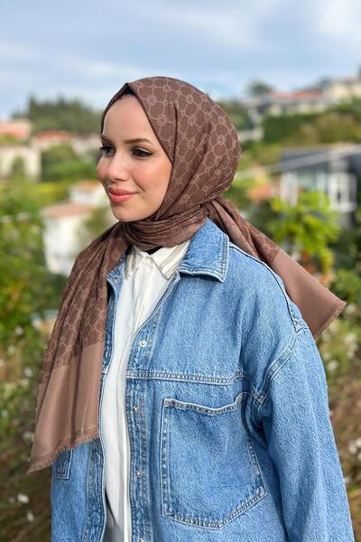 Aker Elegance Monogram Şal - 1090100-932 - Kahverengi