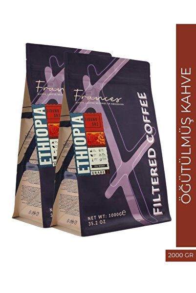 FRANCES %100 Arabica Ethiopia Filtre | Öğütülmüş Kahve | 2X1000 GR | Orta Göv...