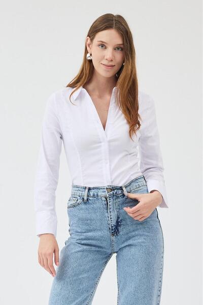 shop Cămașă albă cu mânecă lungă mulat HL150