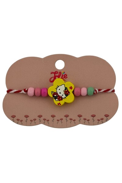 Flippy Martisor Bratara Multicolora pentru Copii, din Lemn si Textil, Model 13