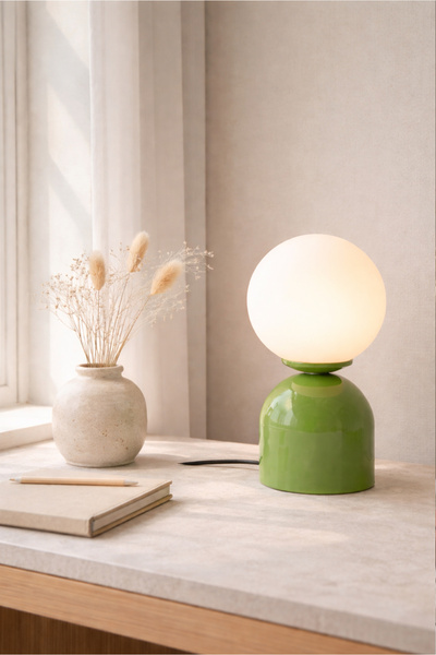 HOMİNG Homing Monte Küre Cam Abajur Masa Lambası Abajur Mint