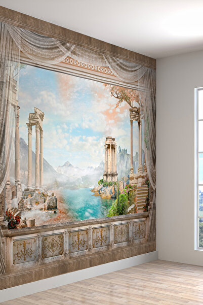 dreamwall Deniz Manzaralı Saray Balkon Desenli Yırtılmaz Tekstil Duvar Kağıdı