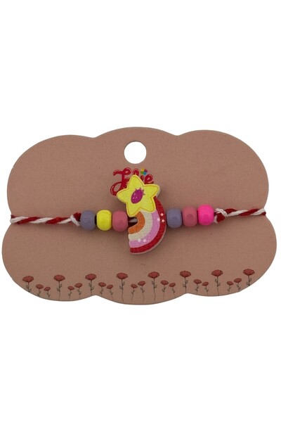 Flippy Martisor Multicolored Bracelet for Children, Made of Wood and Textile,...
