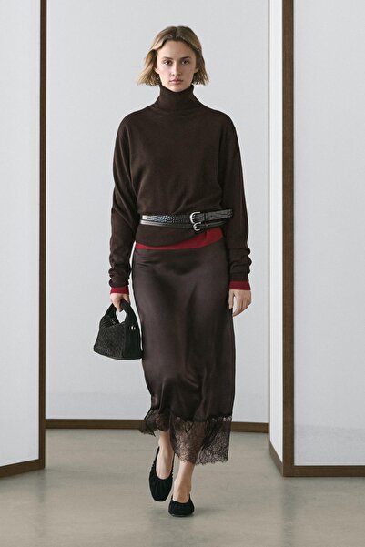 Massimo Dutti Dantelli kamisol midi etek