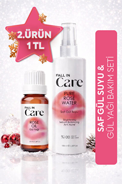 FALL IN CARE Saf Gül Suyu (100ml) & Gül Yağı (20ml) Karşıtı, Aydınlatıcı, Seb...