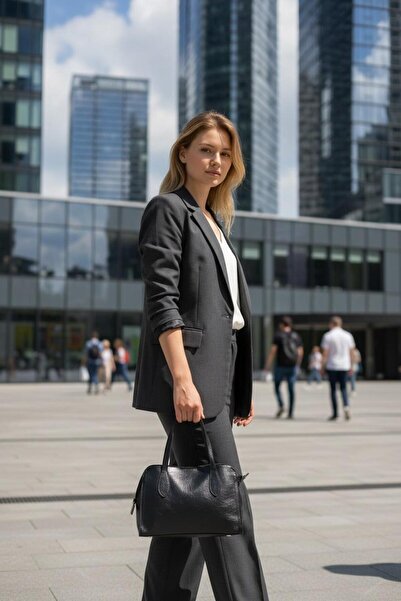 Larolina حقيبة كتف نسائية مع محفظة مكياج من الجلد الصناعي الأسود