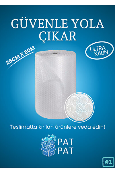 PATPAT Balonlu Naylon25cm X 50 Mt Eko 1 .sınıf Balonlu Poşet Havalı Naylon Pa...