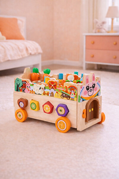 OEM Mașinuță educativă din lemn 8 activități joc magnetic de pescuit sortator...