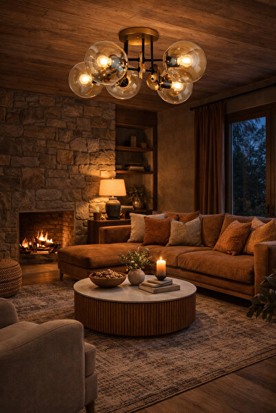 Apliqa Plafonieara HubRom, MARAL 3548-06-FR 70x35 cm 6xE27-60W Antiq