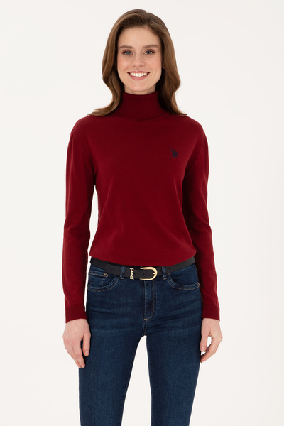 U.S. Polo Assn. Kadın Bordo Balıkçı Yaka Basic Kazak 50313621-VR014