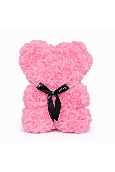 OEM Плюшено мече роза за Свети Валентин 25 см с дунапренени цветя, в прозрачн...