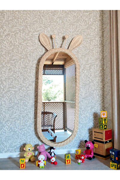 Natura Mia NATURAMİA Rattan Bambu Zürafa Model Boy Aynası , 40x90cm, Duvar Ay...
