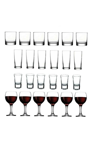 ORTAKÖYCENNETİ 24 Piece Istanbul Whiskey Raki Shot and Wine Glass Set