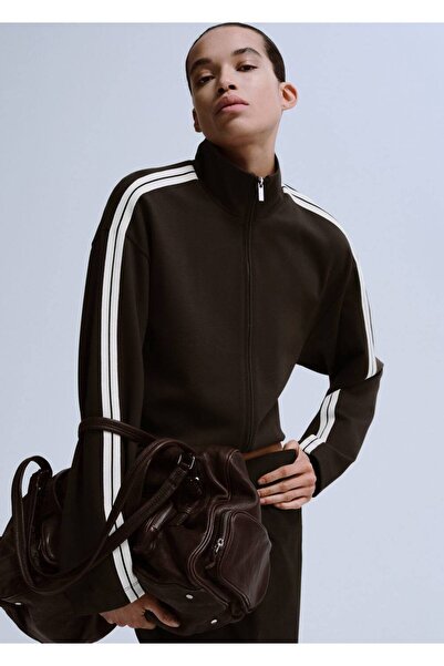 MANGO Woman Kontrast çizgili sweatshirt