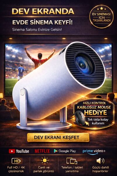 Zineets Taşınabilir Android Projeksiyon En Güncel Versiyon Wifi Destekli Akıl...