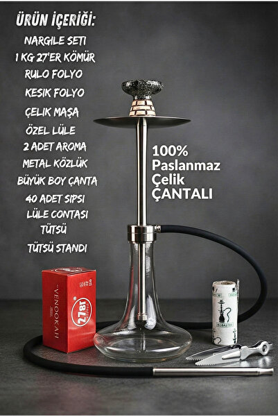 gökkuşağı nargile % 100 Çelik Nargile Takımı (Profesyonel Seri) % 100 Duman P...