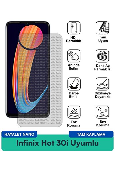 Milat Tech Infinix Hot 30i Hayalet Nano طبقة حماية للشاشة مضادة للخدش ومقاومة...