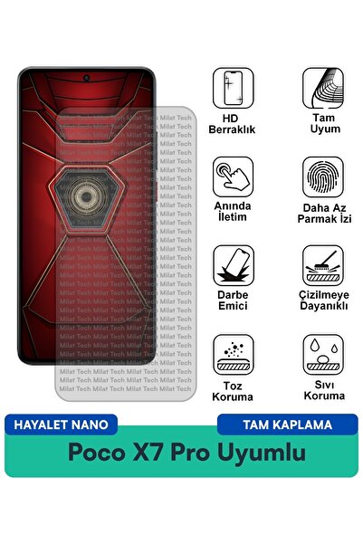 Milat Tech طبقة حماية للشاشة من Poco X7 Pro Hayalet Nano، سطح مرن ممتص للصدمات