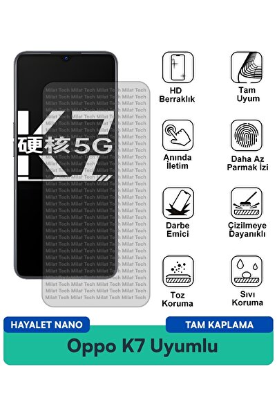 Milat Tech طبقة حماية للشاشة من Oppo K7 Hayalet Nano للحماية من الصدمات والتص...