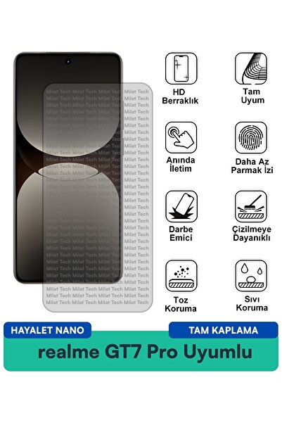 Milat Tech فيلم حماية الشاشة Realme GT7 Pro Hayalet Nano مقاوم للخدوش والصدمات