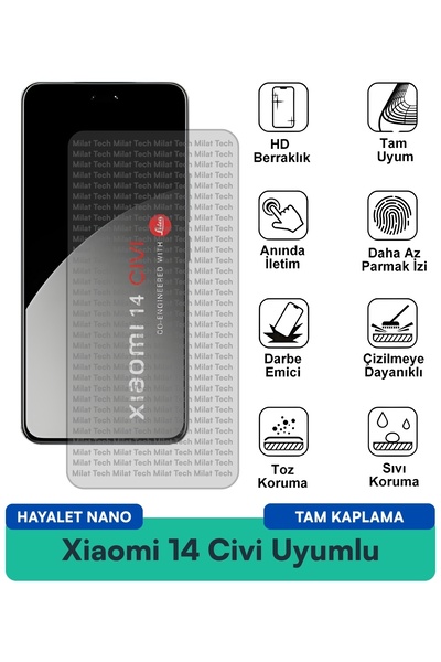 Milat Tech طبقة حماية للشاشة من Xiaomi 14 Civi Ghost Nano مقاومة للخدوش والصدمات
