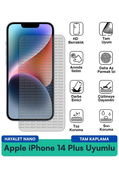Milat Tech فيلم حماية الشاشة Apple iPhone 14 Plus Ghost Nano مقاوم للخدوش وال...