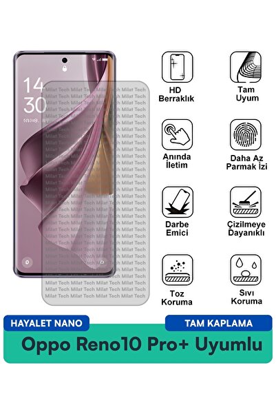 Milat Tech طبقة حماية للشاشة من نوع Oppo Reno10 Pro+ Hayalet Nano مقاومة للخد...