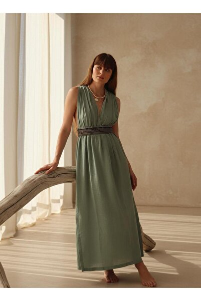 Su Koleksiyon Azi̇ze Bohem Stylish Muslin Dress / Çağla