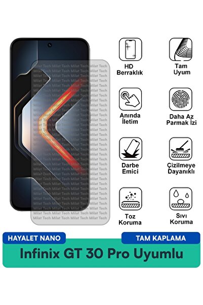 Milat Tech فيلم حماية الشاشة Infinix GT 30 Pro Hayalet Nano مقاوم للخدوش والص...
