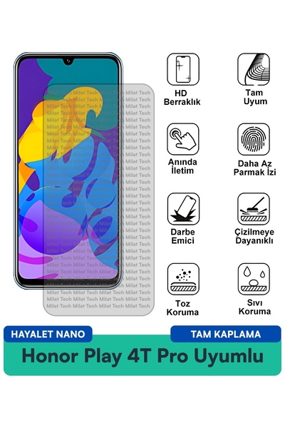 Milat Tech Honor Play 4T Pro Hayalet Nano طبقة حماية للشاشة ذات ملمس ناعم عند...
