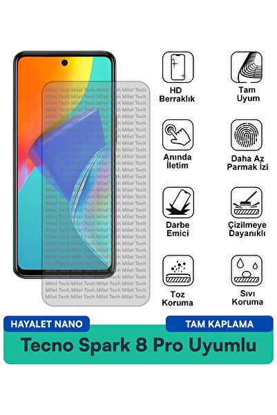 Milat Tech واقي شاشة تكنو سبارك 8 برو هايت نانو مقاوم للخدوش والصدمات