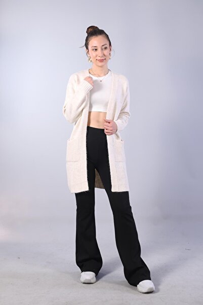 Mckanzie 1568 Buzunar și partea inferioară material reiat basic Cardigan tunică