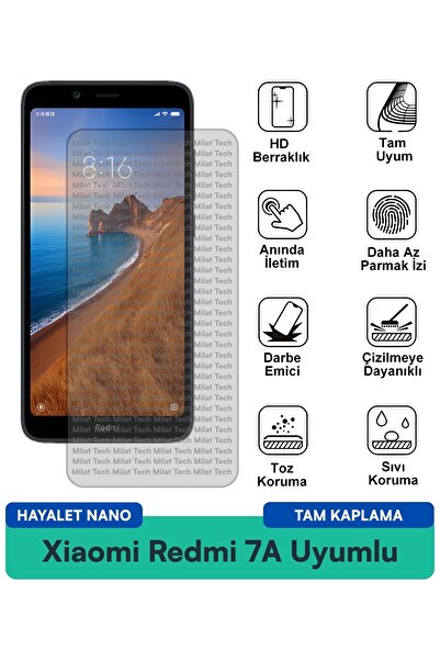 Milat Tech واقي شاشة Xiaomi Redmi 7A Hayalet Nano يمتص الصدمات ويحمي الخصوصية