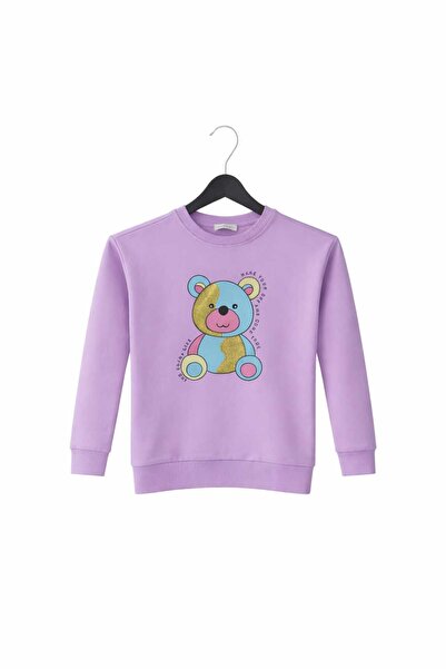 Zeyland Simli Ayıcık Desenli Lila Kız Çocuk Sweatshirt