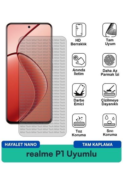 Milat Tech فيلم حماية الشاشة Realme P1 Ghost Nano مقاوم للخدوش والصدمات