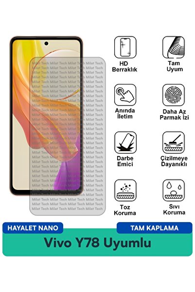 Milat Tech فيلم حماية الشاشة Vivo Y78 Ghost Nano لا يحجب بصمات الأصابع
