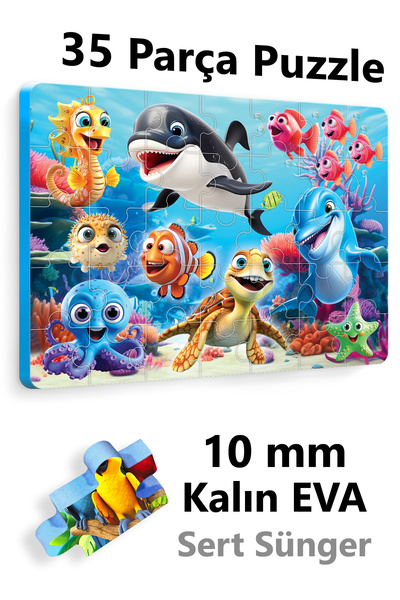 EVAKANCA 35 Parçalı Kalın EVA Puzzle Yapboz Deniz Altı