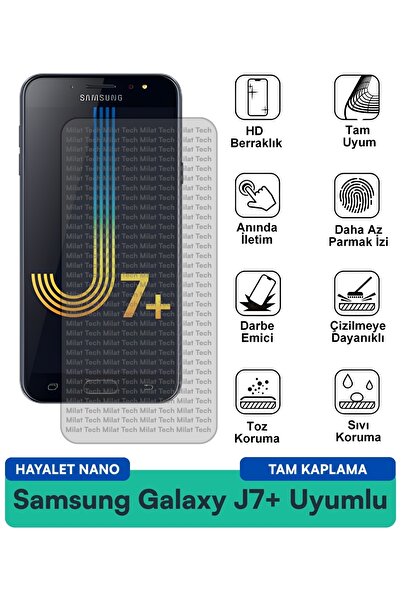 Milat Tech فيلم حماية الشاشة Samsung Galaxy J7+ Ghost Nano يمنع بصمات الأصابع...