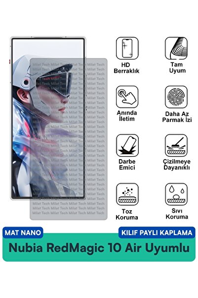 Milat Tech Nubia RedMagic 10 Air Mat Nano Kılıf Uyumlu Ekran Koruma Filmi Çiz...