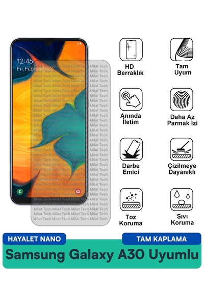 Milat Tech فيلم حماية الشاشة سامسونج جالاكسي A30 هايلايت نانو سهل التركيب بدو...
