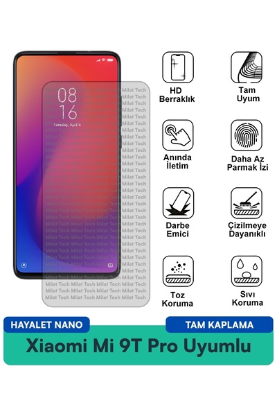 Milat Tech تقنية حماية الشاشة Xiaomi Mi 9T Pro Hayalet Nano المقاومة للبقع