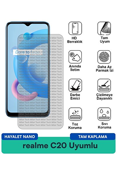 Milat Tech فيلم حماية الشاشة Realme C20 Ghost Nano مقاوم للخدوش والصدمات