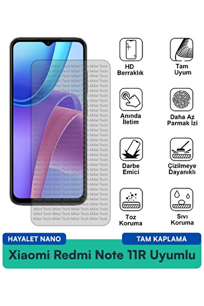 Milat Tech فيلم حماية الشاشة Xiaomi Redmi Note 11R Hayalet Nano مقاوم للخدوش ...