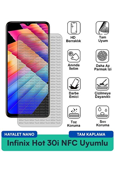 Milat Tech فيلم حماية الشاشة Infinix Hot 30i NFC Hayalet Nano مقاوم للخدوش وا...