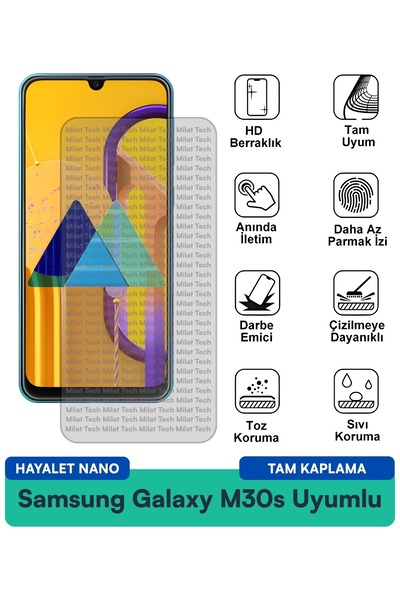 Milat Tech فيلم حماية الشاشة سامسونج جالاكسي M30s هايلايت نانو مضاد للخدش ومض...