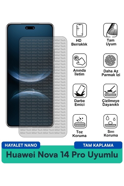 Milat Tech فيلم حماية الشاشة هواوي نوفا 14 برو هايلايت نانو مقاوم للخدوش والص...