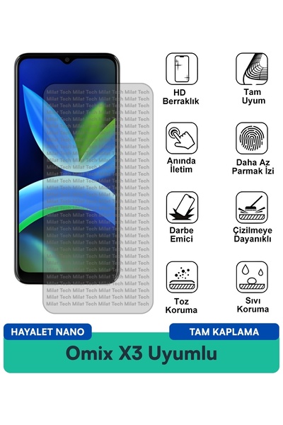 Milat Tech طبقة حماية للشاشة من أوميكس X3 هايتل نانو، سطح محمي للخصوصية