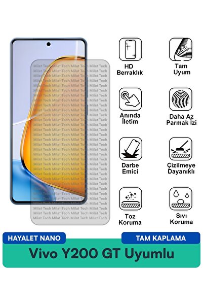 Milat Tech فيلم حماية الشاشة Vivo Y200 GT Hayalet Nano ذو اللمس المثالي